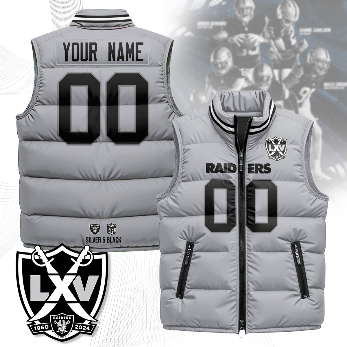 Personalized Las Vegas Raiders Unisex Puffer Vest