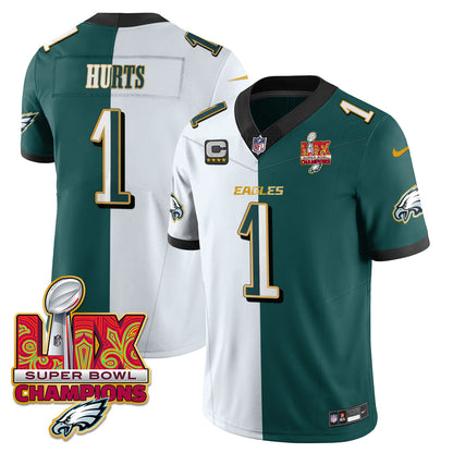 Philadelphia Eagles Super Bowl LIX Champions Gold Trim Vapor Limited Jersey - All Stitched