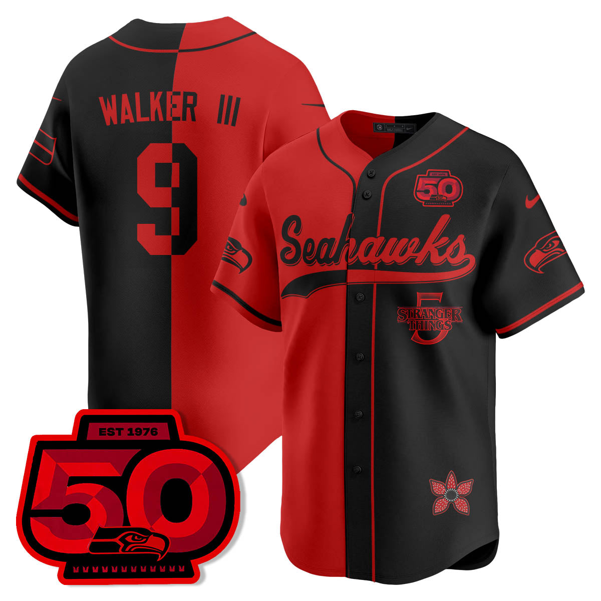 SEA Stranger Things Vapor Limited Baseball Jersey - All Stitched
