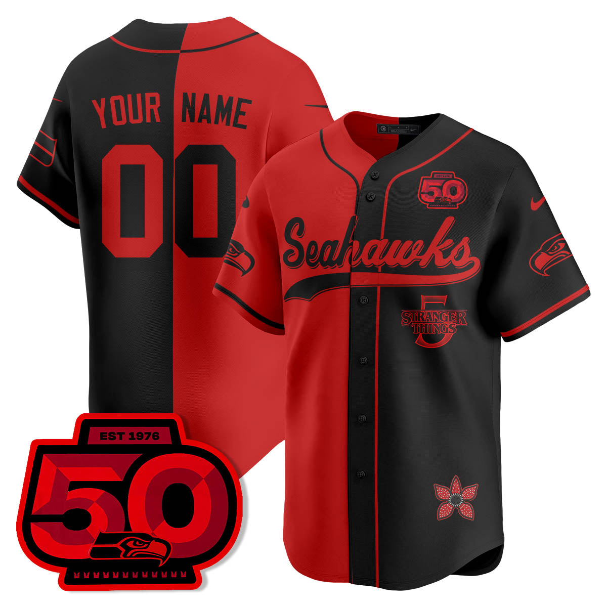 SEA Stranger Things Vapor Limited Baseball Custom Jersey - All Stitched