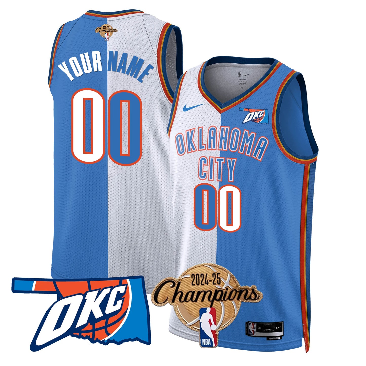 OKC 2024-25 Champions Custom Jersey - All Stitched