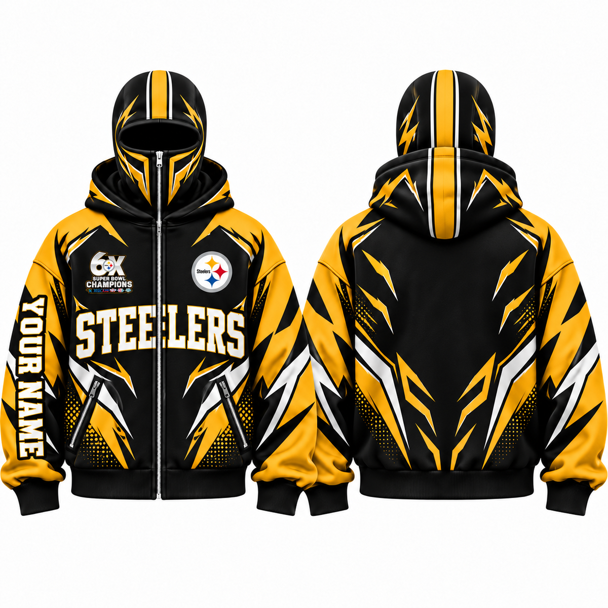 PIT Streetwear Style Personalized Mask Zip Up Hoodie - Printed