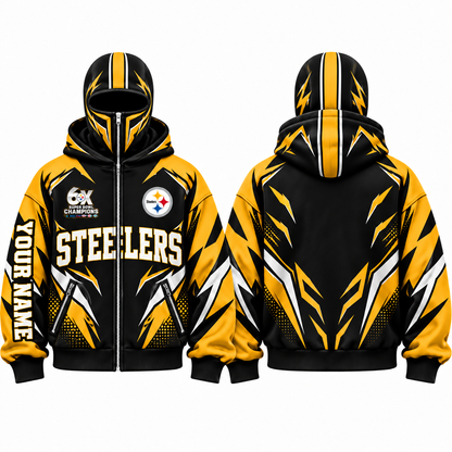 PIT Streetwear Style Personalized Mask Zip Up Hoodie - Printed