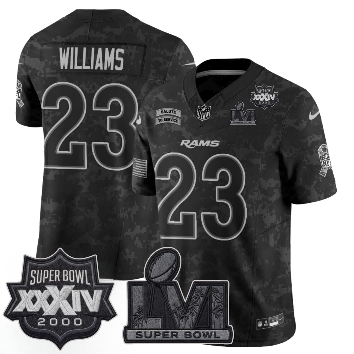LAR 2026 Salute To Service 2S.Bowl Champs Patch Vapor Jersey - Stitched