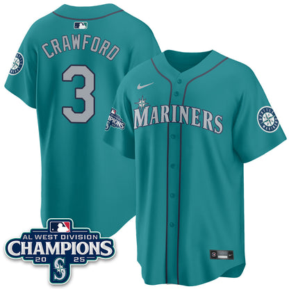 Seattle Mariners 2025 AL West Division Champions Jersey - All Stitched