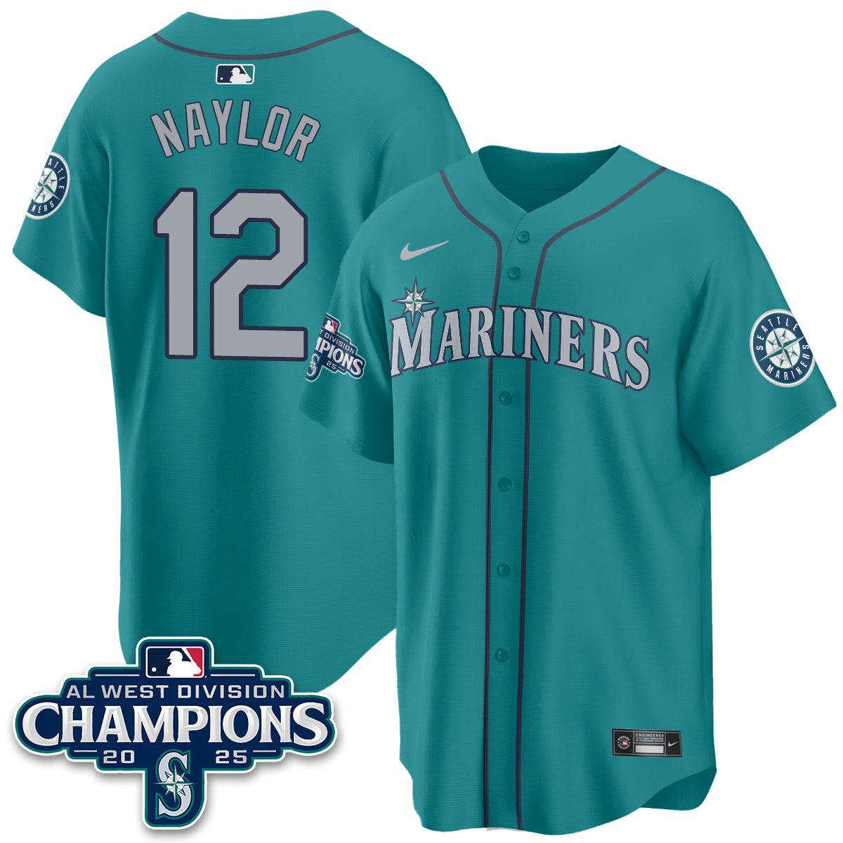 Seattle Mariners 2025 AL West Division Champions Jersey - All Stitched