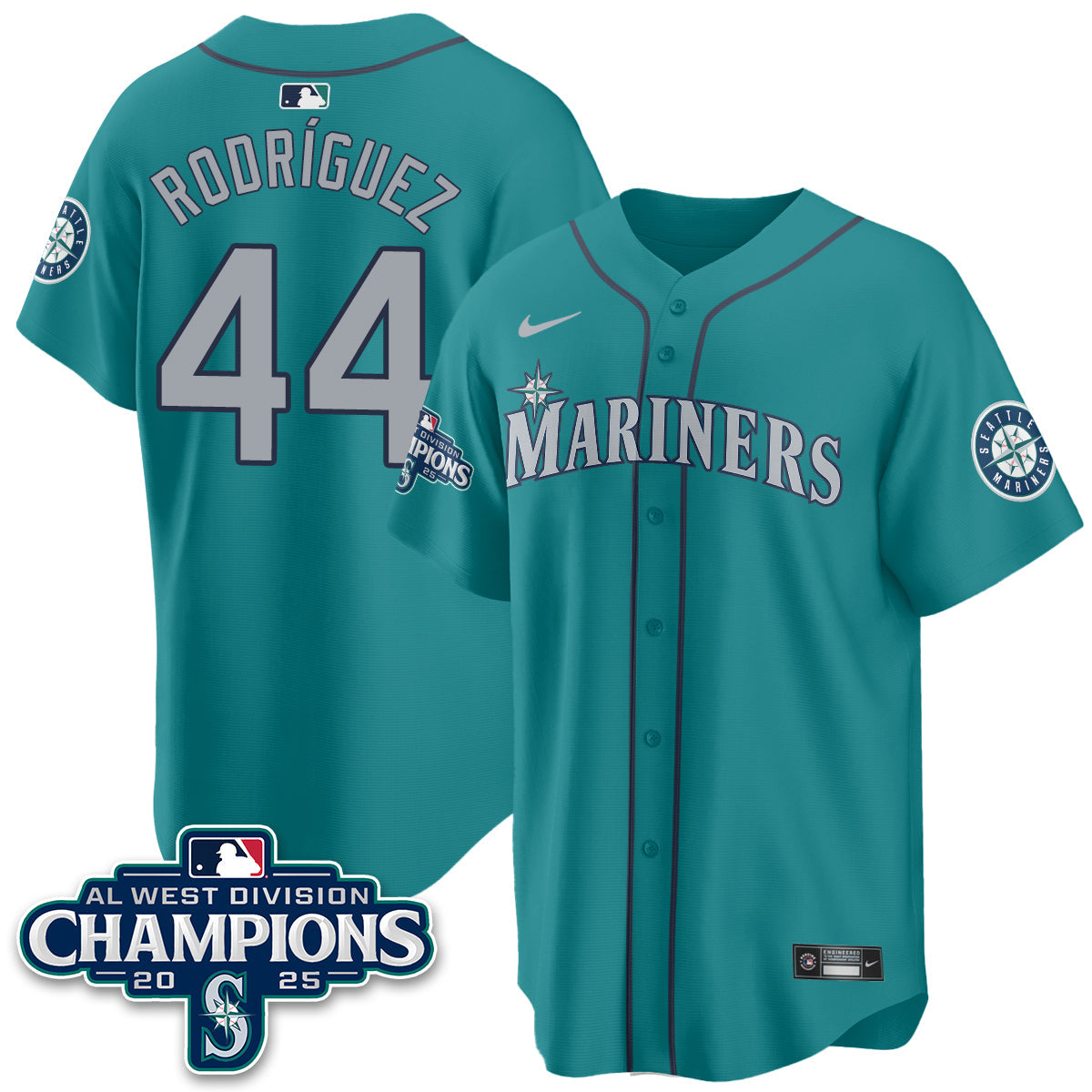 Seattle Mariners 2025 AL West Division Champions Jersey - All Stitched