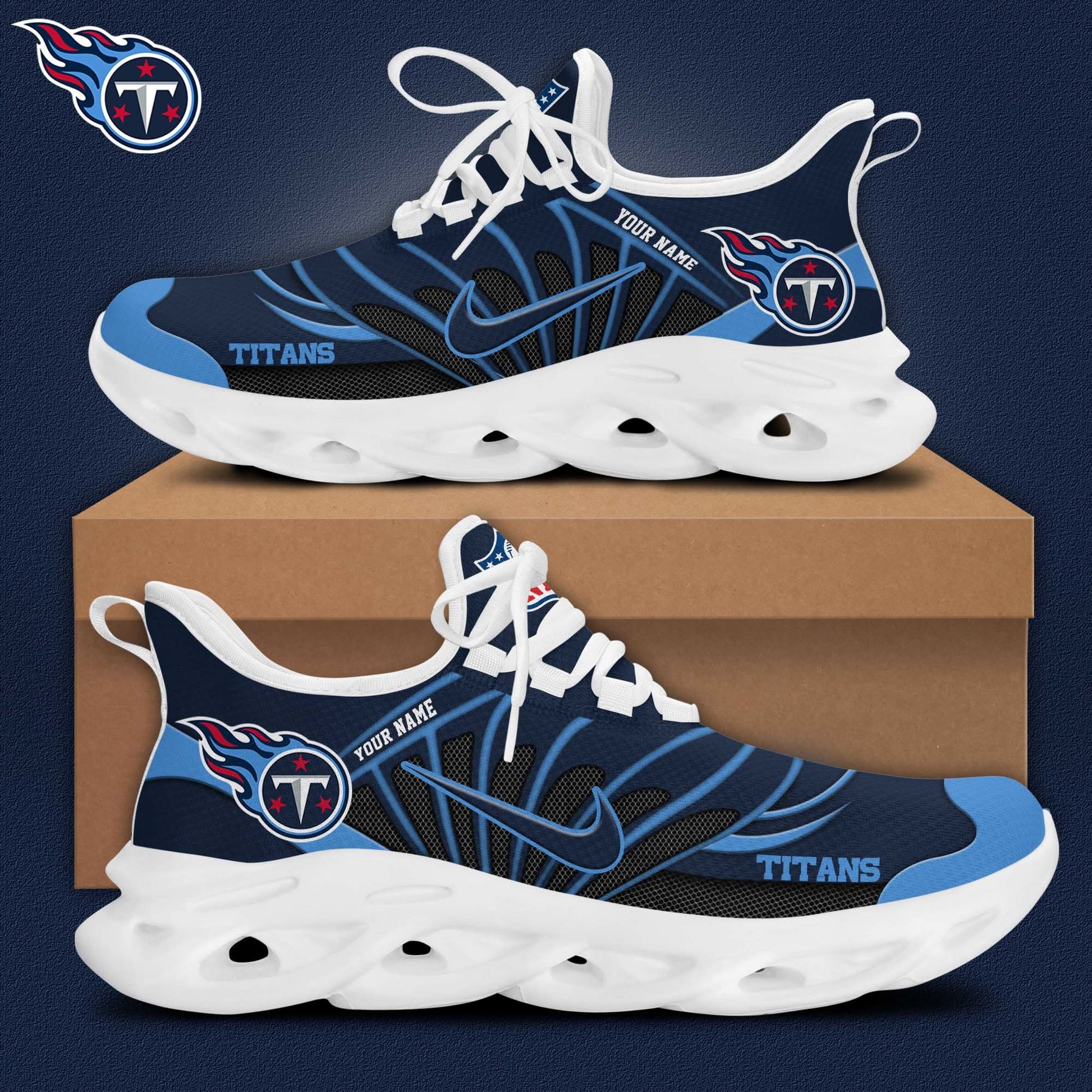 Tennessee Titans Customized Premium Max Soul Shoes