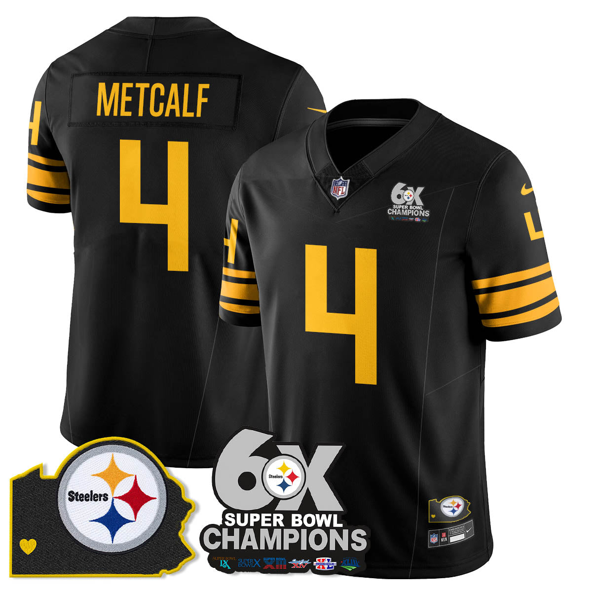 PIT 6-Time Champions Patch Vapor Limited Jersey - All Stitched