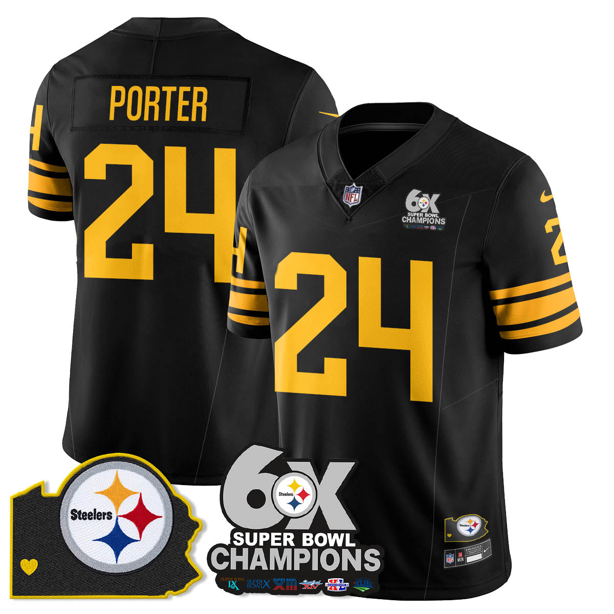 PIT 6-Time Champions Patch Vapor Limited Jersey - All Stitched