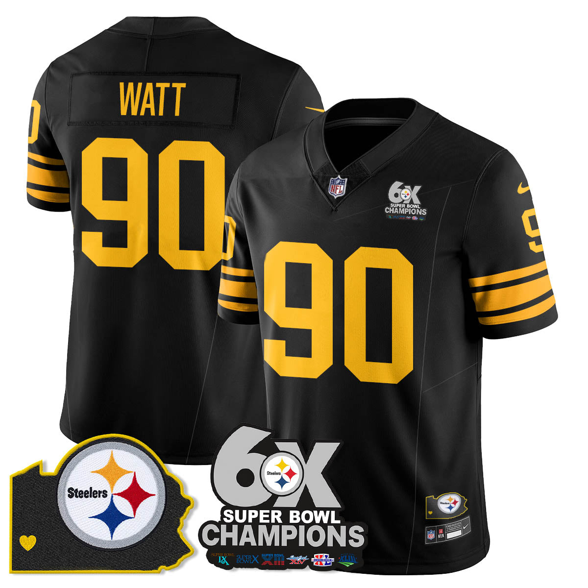 PIT 6-Time Champions Patch Vapor Limited Jersey - All Stitched