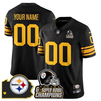 Custom PIT 6-Time Champions Patch Vapor Limited Jersey - All Stitched