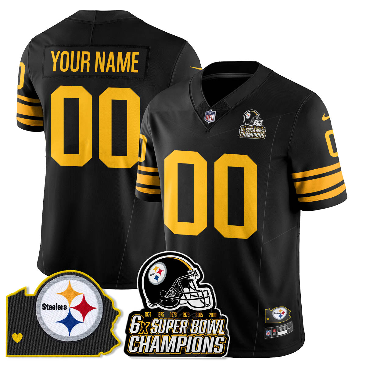 PIT 6-Time Champions Patch Vapor Limited Jersey - All Stitched