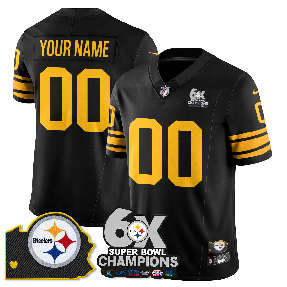 PIT 6-Time Champions Patch Vapor Limited Jersey - All Stitched