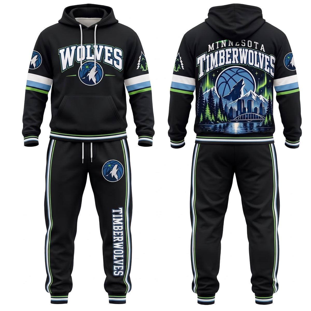 MT Streetwear Hoodie Pants Set - Printed