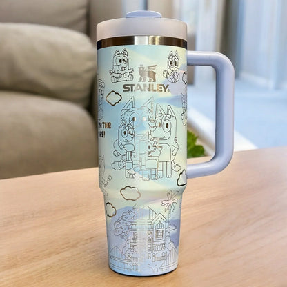 40 Oz Bluey Cool Serene Tumbler - Perfect gift for Bluey Loving Kids & Parents TZ1