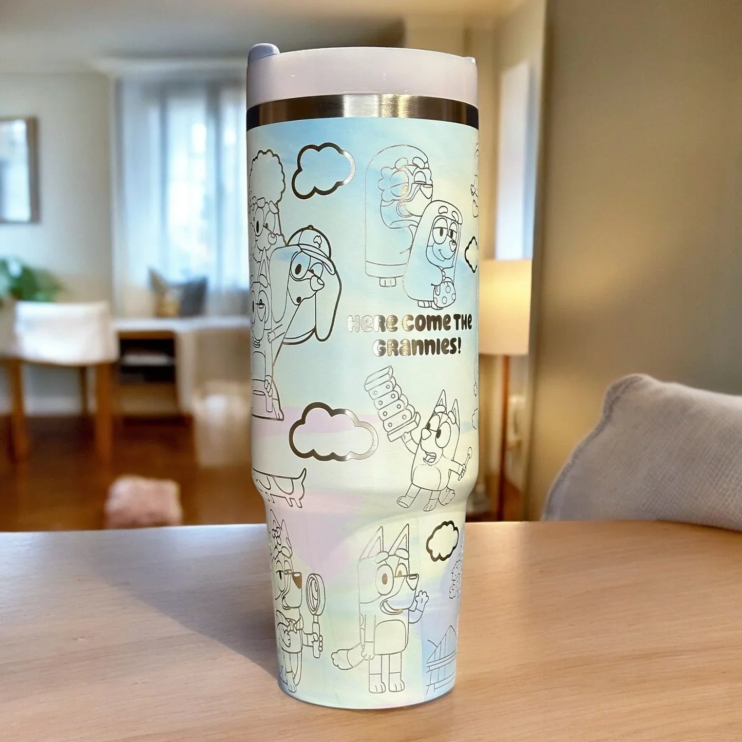 40 Oz Bluey Cool Serene Tumbler - Perfect gift for Bluey Loving Kids & Parents TZ1