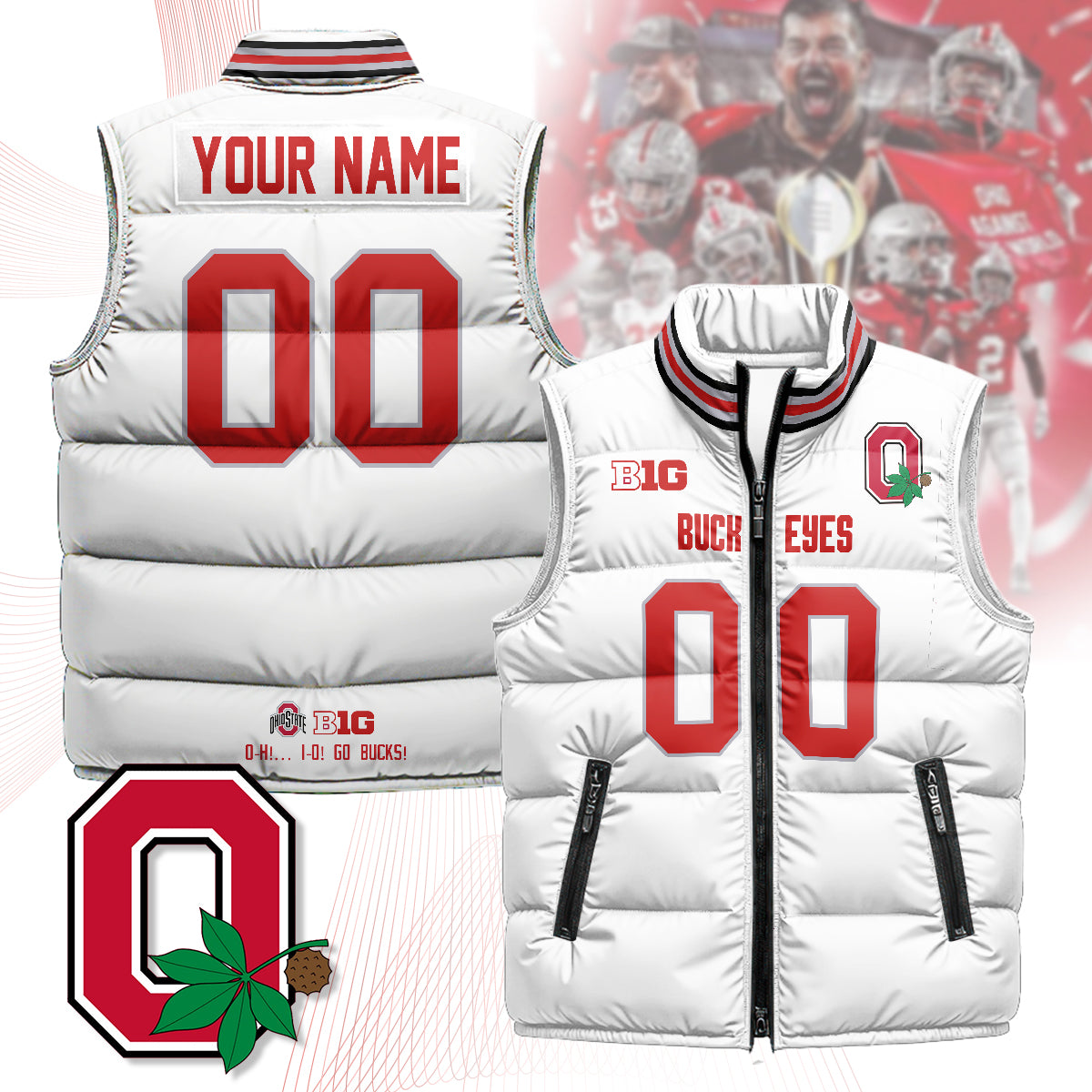 Personalized Ohio State Buckeyes Unisex Puffer Vest