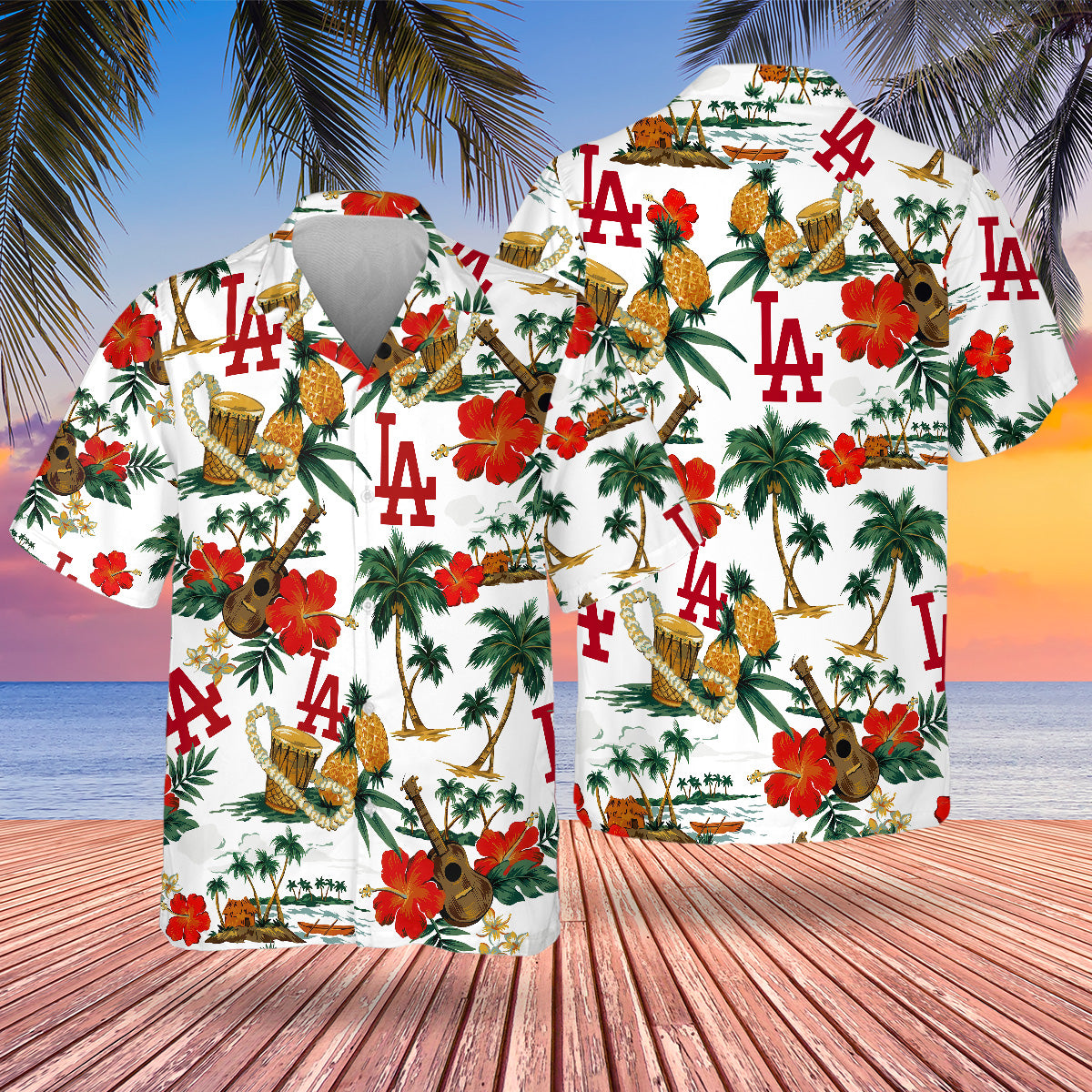 LAD Hawaiian Design Button Shirt