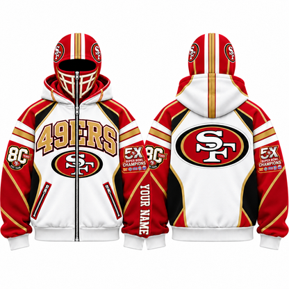 SF Streetwear Style Personalized Mask Zip Up Hoodie - Printed V2
