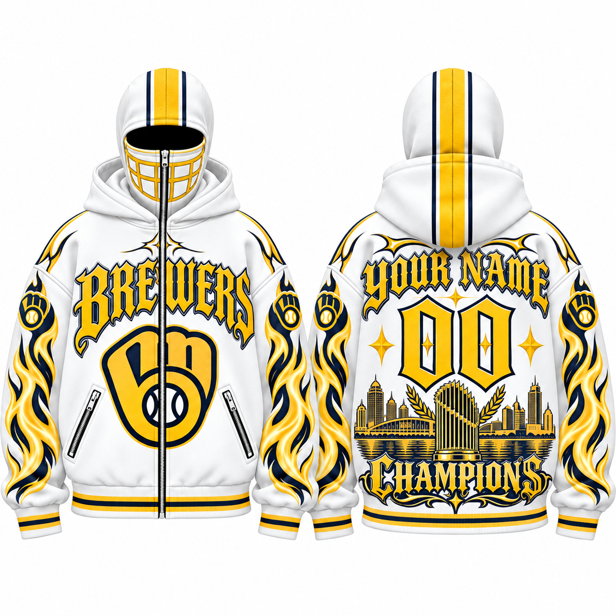 MIL 2026 World Series Champions Custom Mask Zip Up Hoodie - Printed V6
