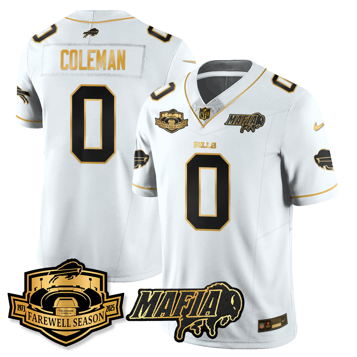 BUF 2025 Bills Mafia Patch Gold Vapor Limited Jersey - All Stitched