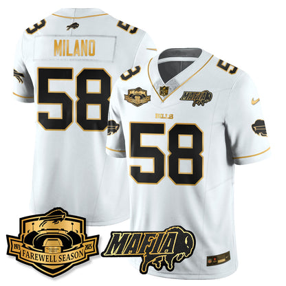 BUF 2025 Bills Mafia Patch Gold Vapor Limited Jersey - All Stitched