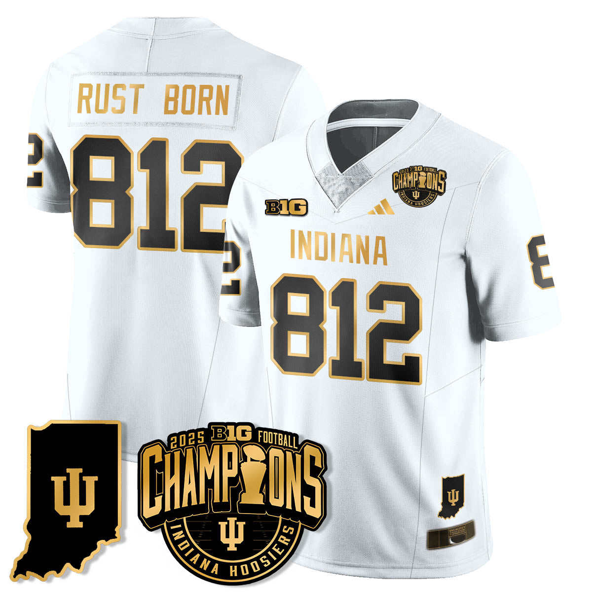 IND Vapor Limited Football Gold Jersey - Big 10 Champions - All Stitched