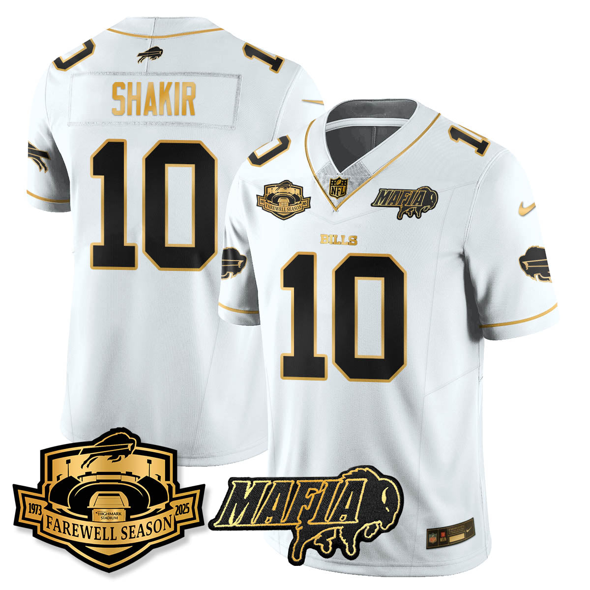 BUF 2025 Bills Mafia Patch Gold Vapor Limited Jersey - All Stitched