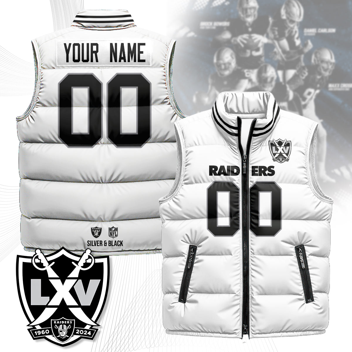 Personalized Las Vegas Raiders Unisex Puffer Vest