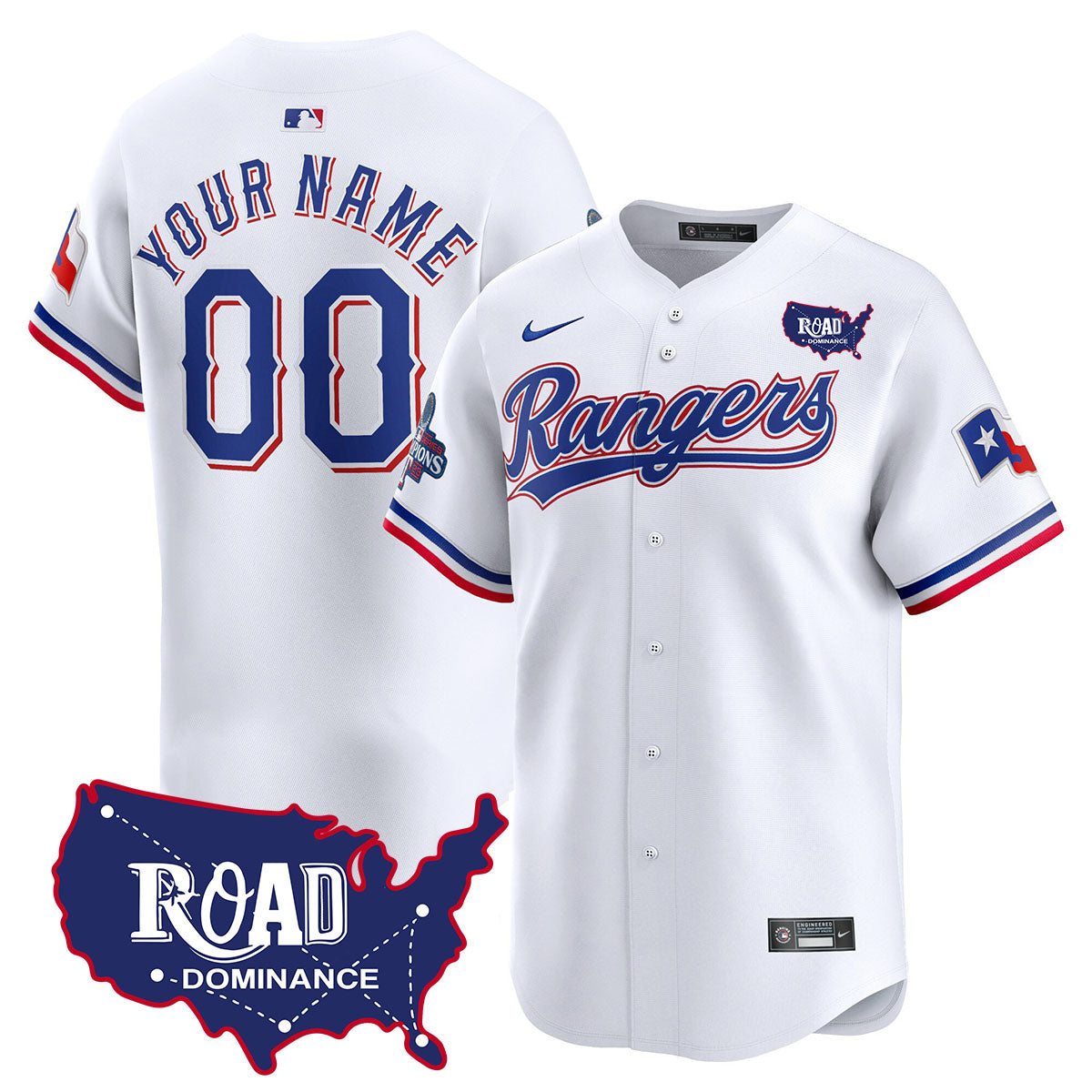 Rangers 2024 Road Dominance Limited Custom Jersey TLA - All Stitched