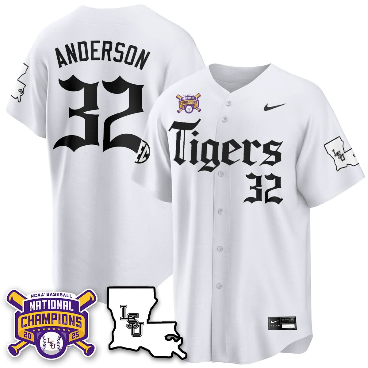 LSU Tigers 2025 World Series Champions 'Gothic Geaux Edition' Jersey - All Stitched