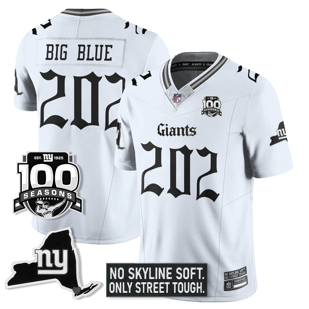NYG 100th Seasons 'Gothic Gotham Edition' Vapor Limited Jersey - All Stitched