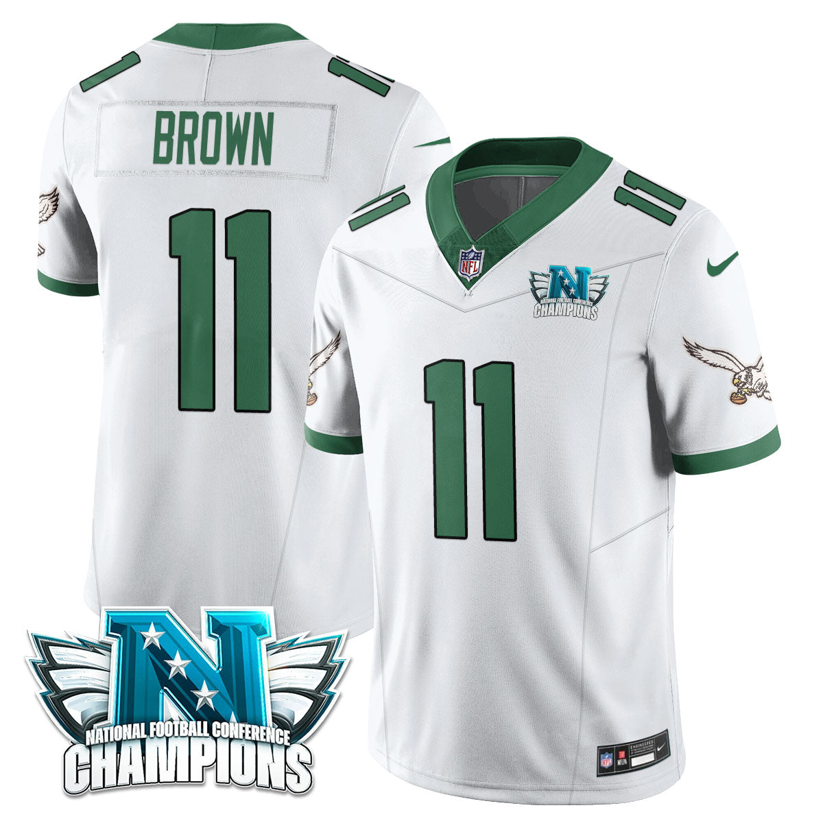 Philadelphia Eagles 2024 NFC Champion Player Jersey - All Stitched