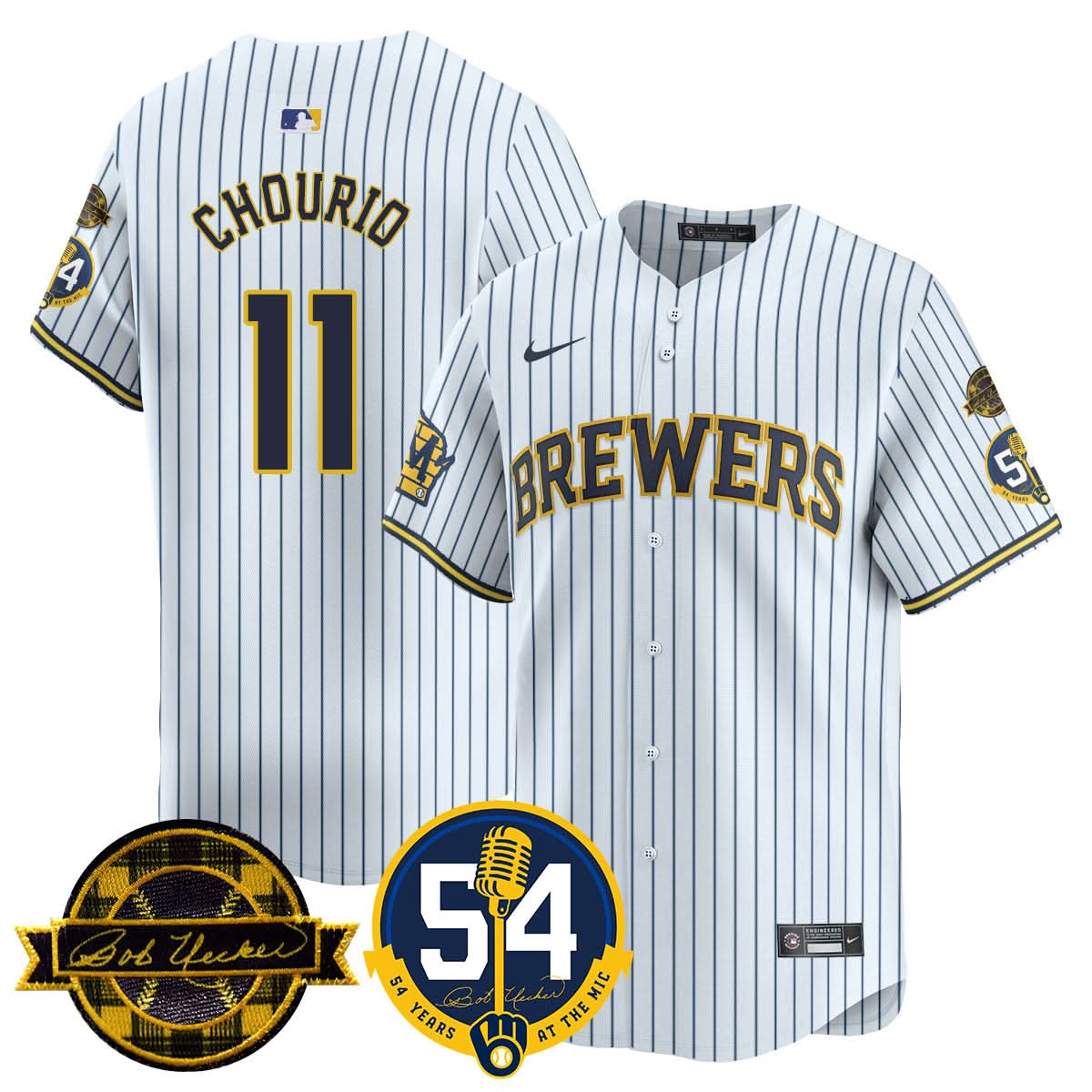 Milwaukee Brewers Jersey - Bob Uecker, 54 Seasons for Brewers Jersey - All Stitched