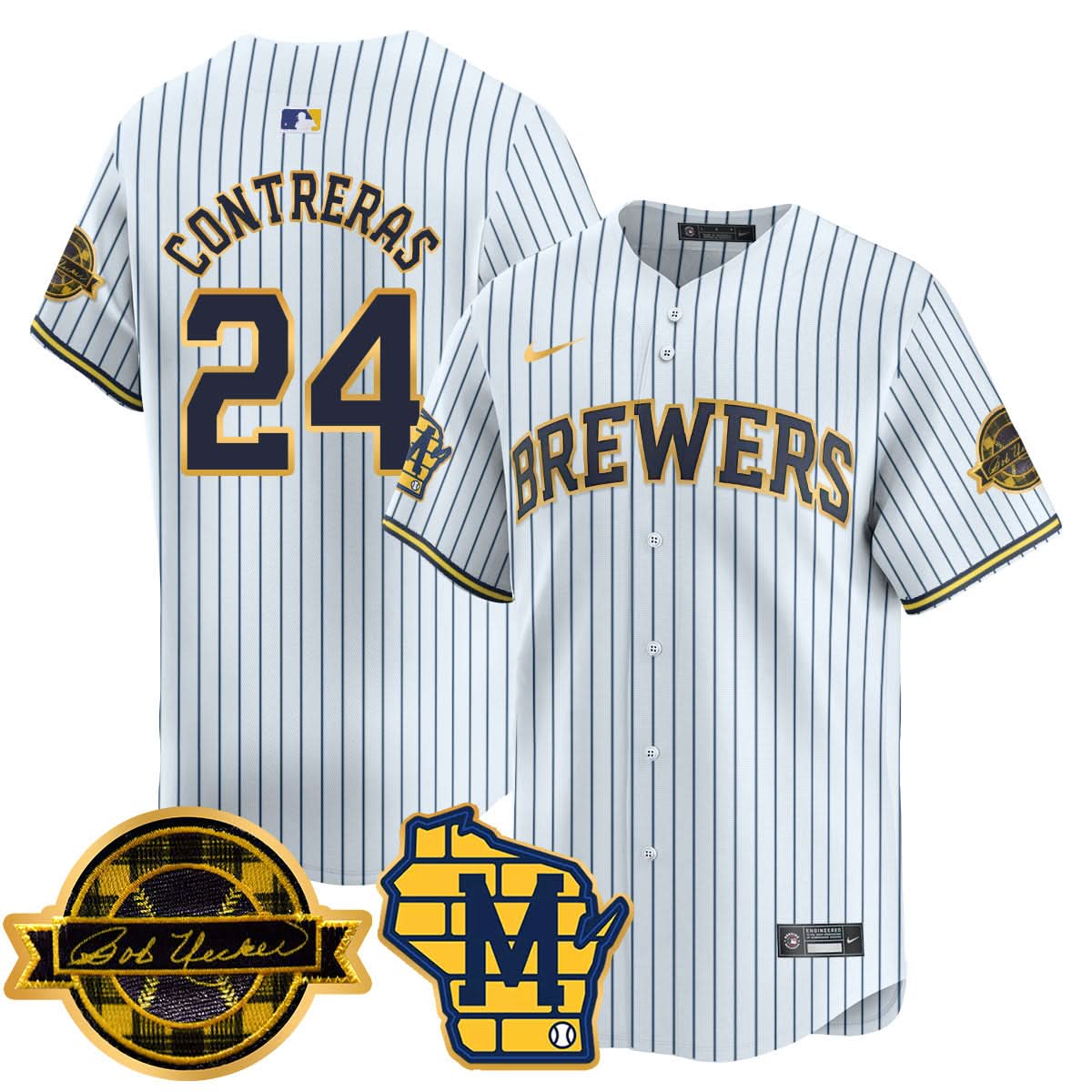Milwaukee Brewers 2025 Limited Gold Jersey - Bob Uecker Patch - All Stitched