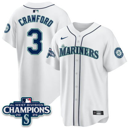 Seattle Mariners 2025 AL West Division Champions Jersey - All Stitched