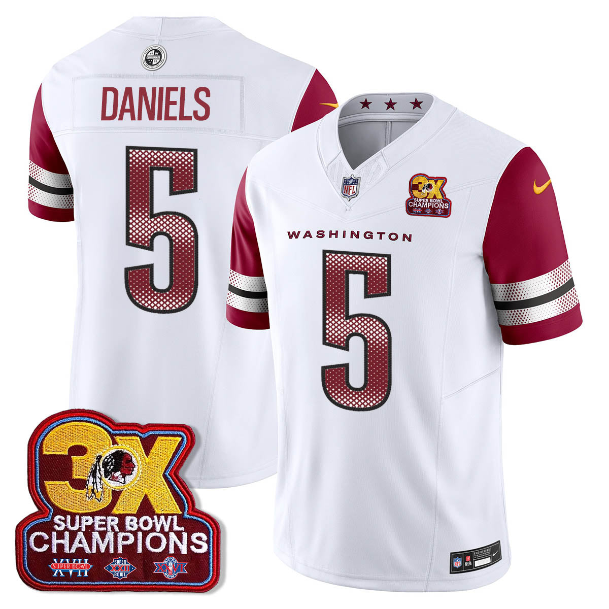 WAS 3-Time Champions Patch Vapor Limited Jersey - All Stitched