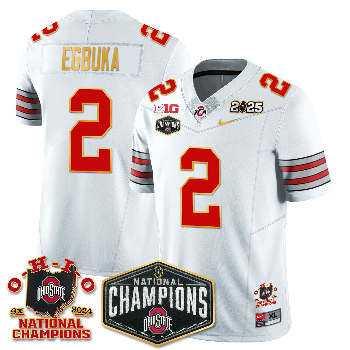 Ohio State Buckeyes 'Heritage Stripe' 2025 CFP Patch - National Champions Jersey N8 - All Stitched