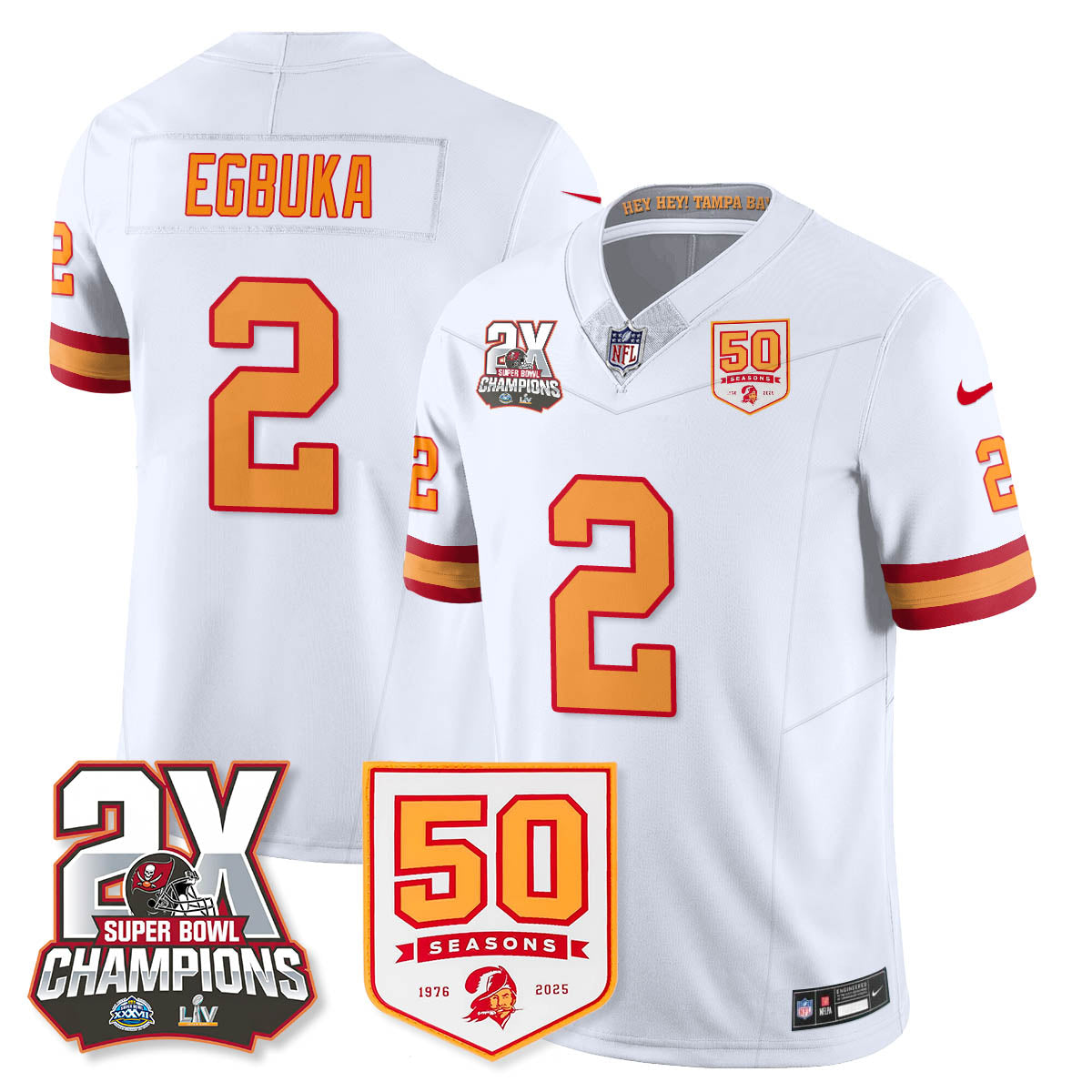 TB 2-Time Champions Patch Throwback Vapor Limited Jersey - All Stitched