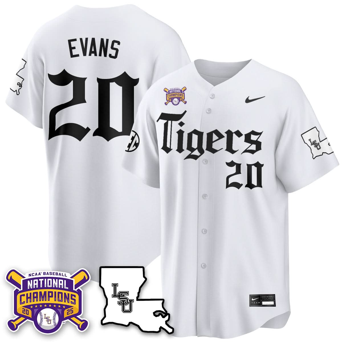 LSU Tigers 2025 World Series Champions 'Gothic Geaux Edition' Jersey - All Stitched