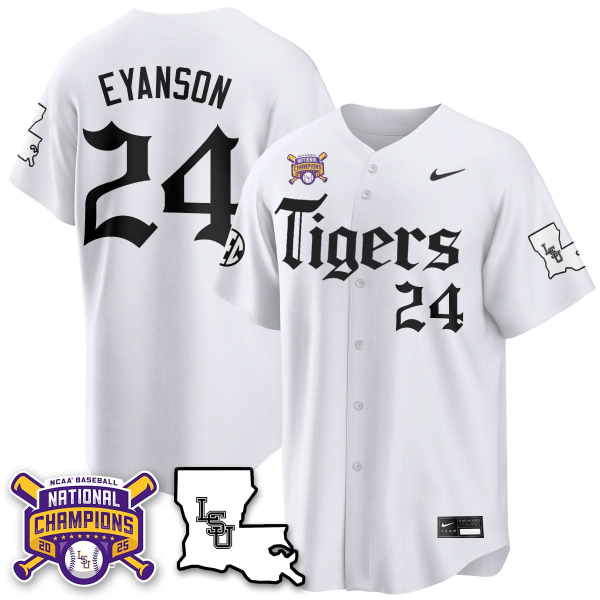 LSU Tigers 2025 World Series Champions 'Gothic Geaux Edition' Jersey - All Stitched