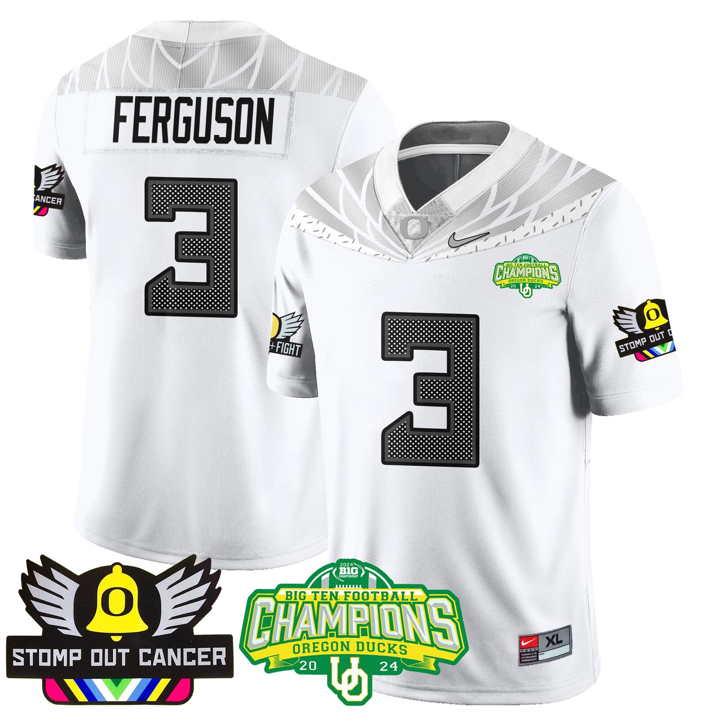 Oregon Alternate 2024 Big Ten Champions Jersey V3 - All Stitched