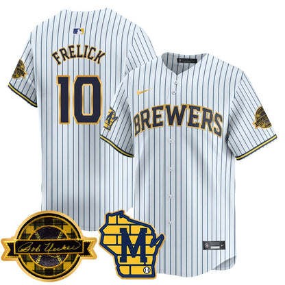 Milwaukee Brewers 2025 Limited Gold Jersey - Bob Uecker Patch - All Stitched