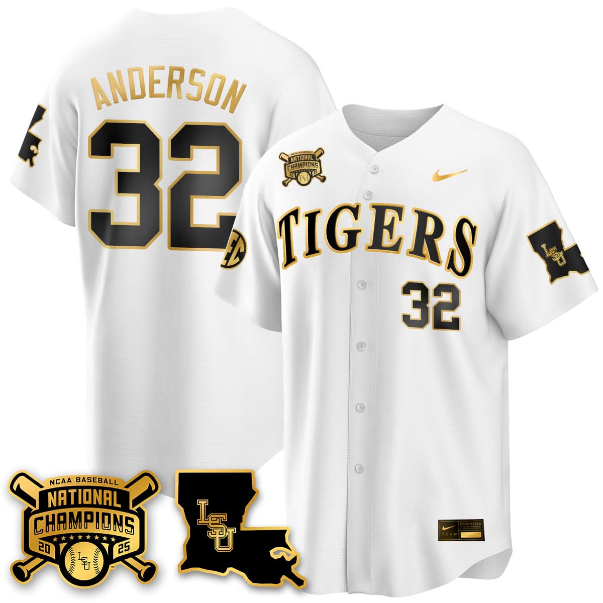 LSU Tigers 2025 College World Series Champions Limited Jersey - All Stitched