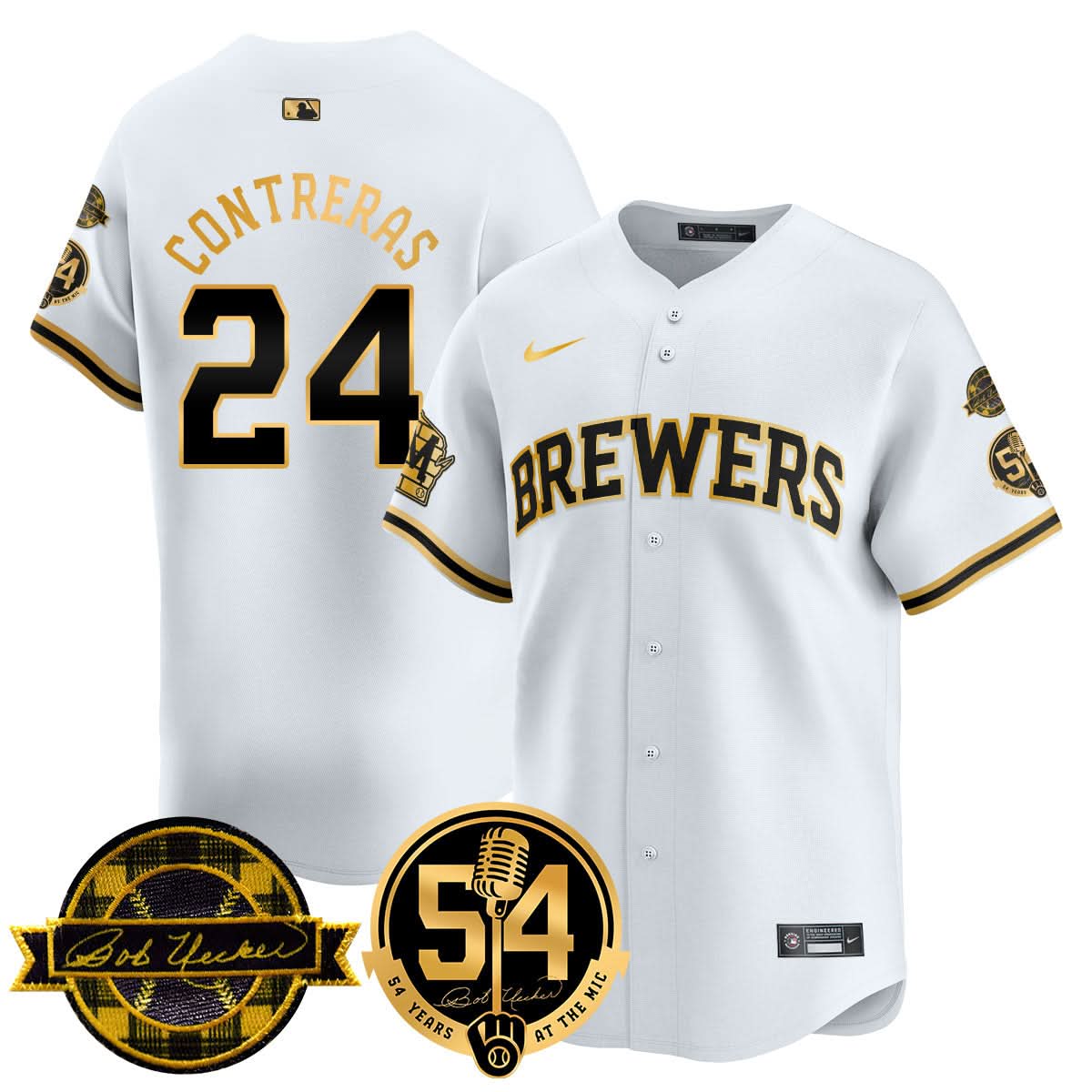Milwaukee Brewers Jersey - Bob Uecker, 54 Seasons for Brewers Jersey - All Stitched