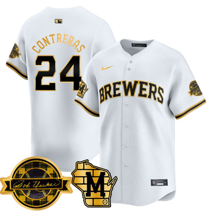 Milwaukee Brewers 2025 Limited Gold Jersey - Bob Uecker Patch - All Stitched