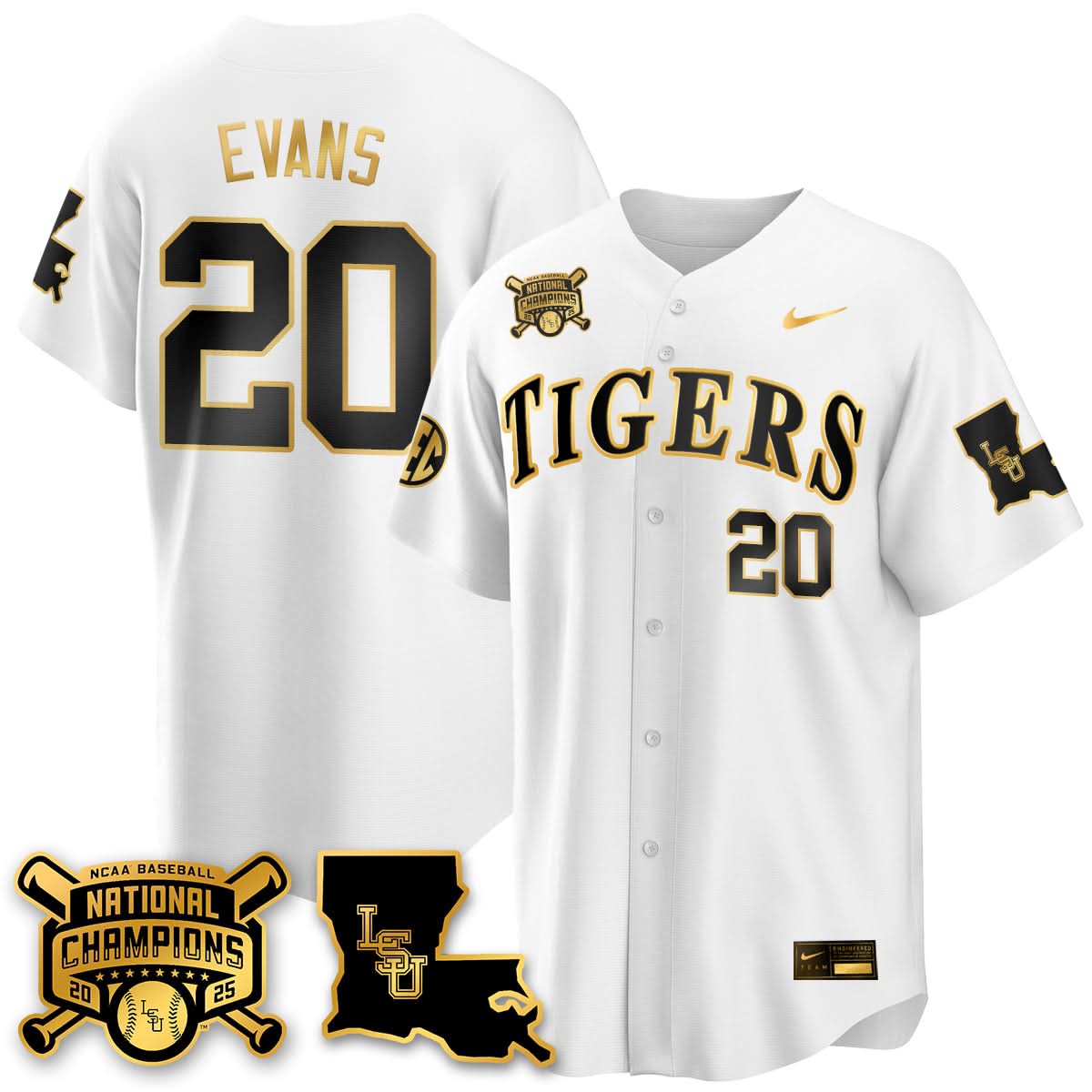 LSU Tigers 2025 College World Series Champions Limited Jersey - All Stitched
