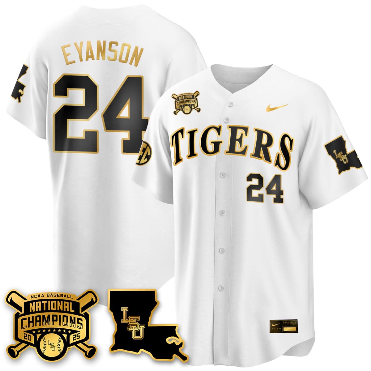 LSU Tigers 2025 College World Series Champions Limited Jersey - All Stitched