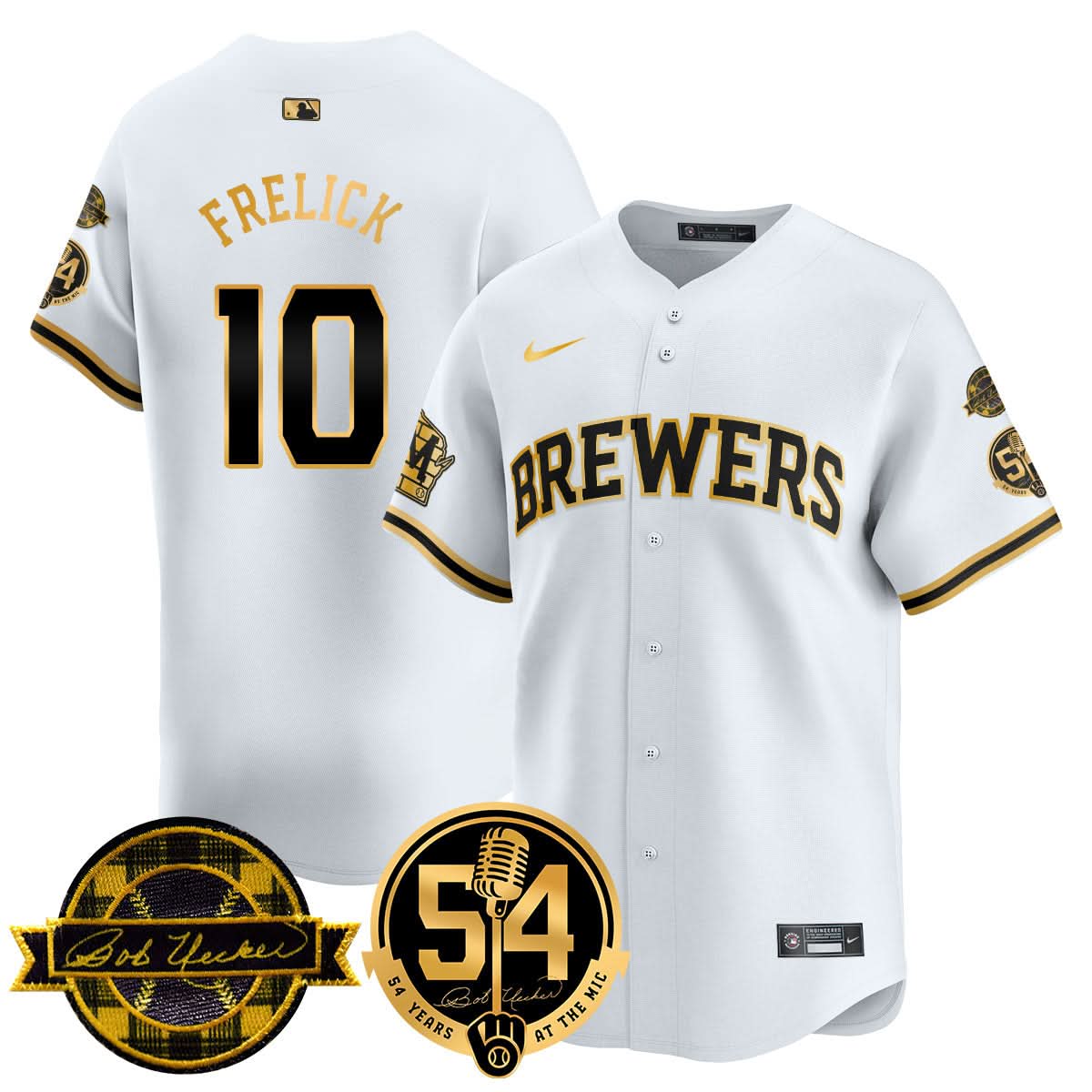 Milwaukee Brewers Jersey - Bob Uecker, 54 Seasons for Brewers Jersey - All Stitched